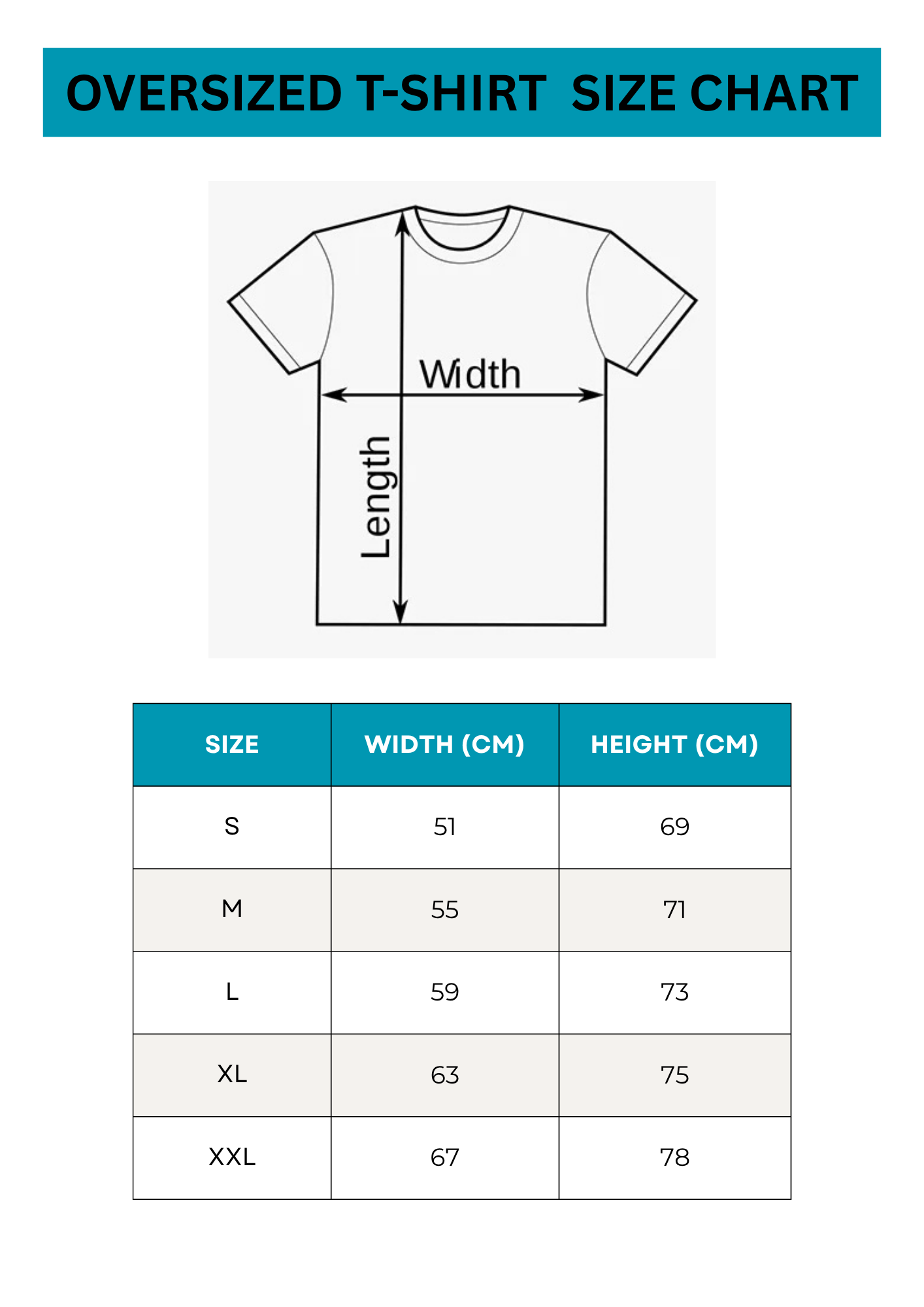 size chart oversized